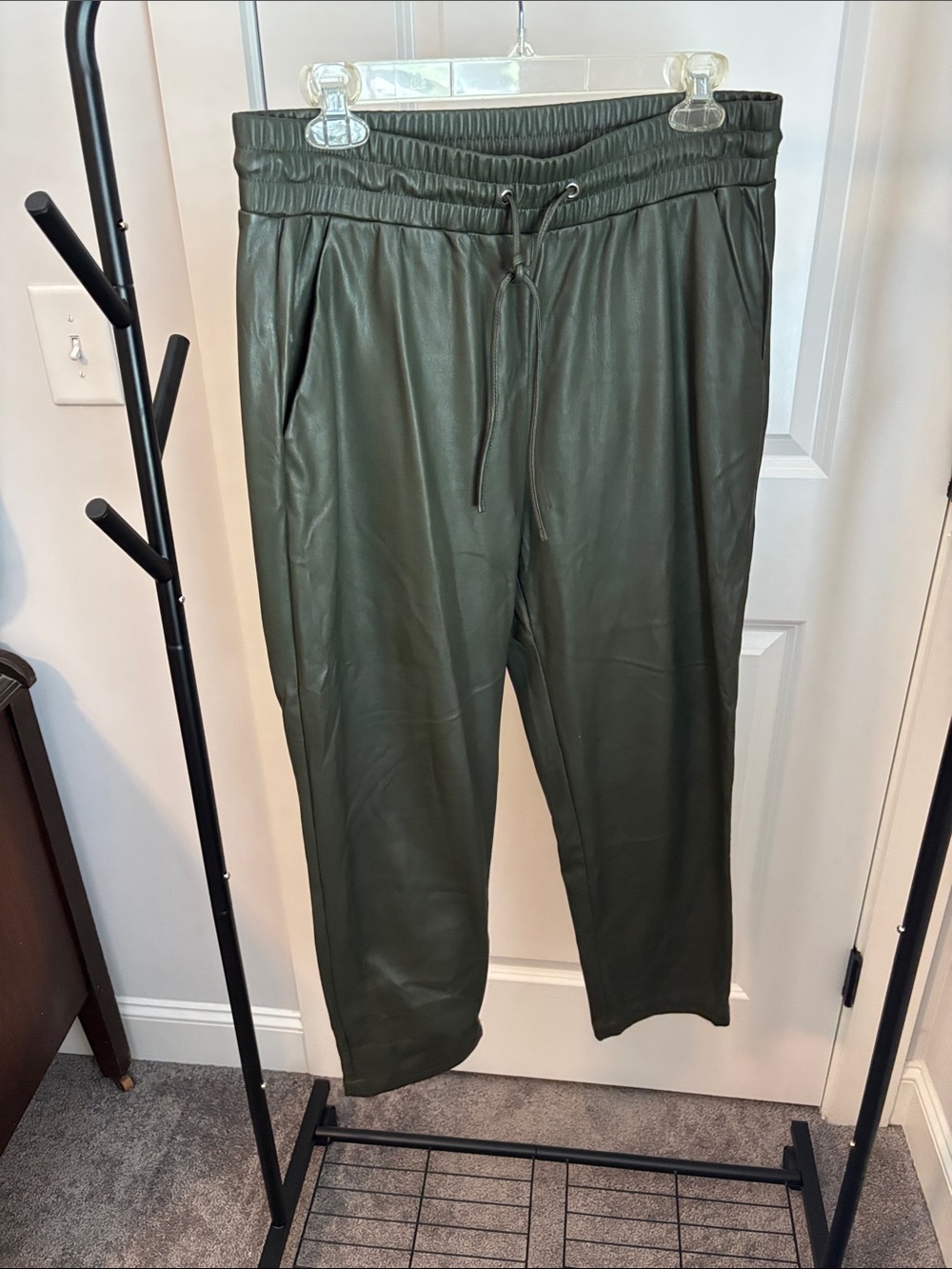 LOFT Olive Green Faux Leather Jogger Pants